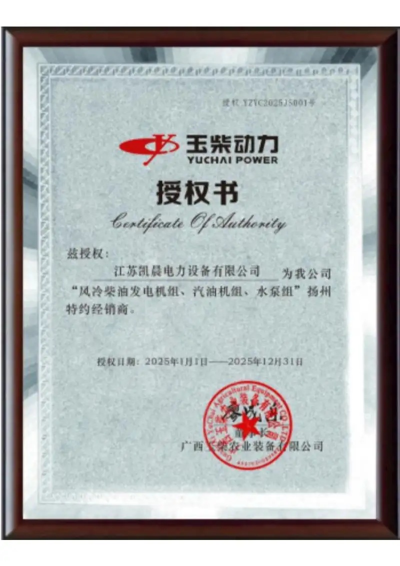 Yuchai Distributor Certificate